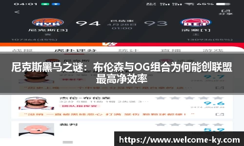 尼克斯黑马之谜：布伦森与OG组合为何能创联盟最高净效率